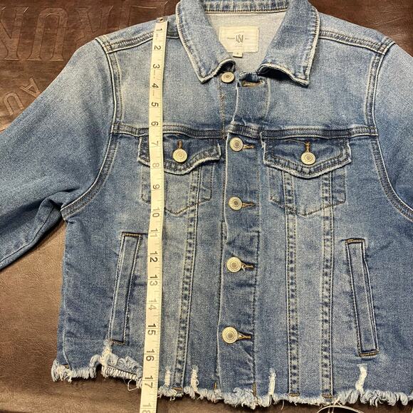 I &‎ M Denim Jean Jacket Womens Small Medium Wash Cropped Raw Hem Distressed - Picture 14 of 15